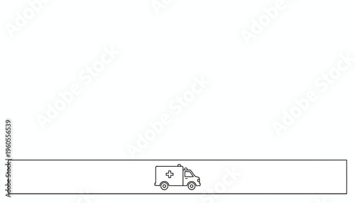 Ambulance icon, emergency medical vehicle, simple line art, white background