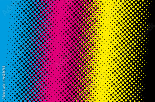 CMYK print design concept halftone background