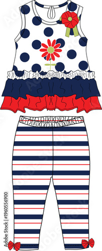 girls  baby frocks with leggings flower print illustrations design