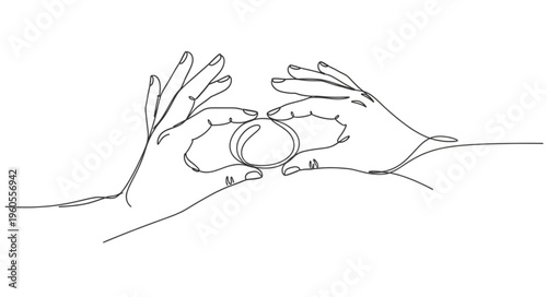 Hands Holding Wedding Rings.