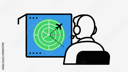 Air Traffic Controller Monitoring Radar Screen