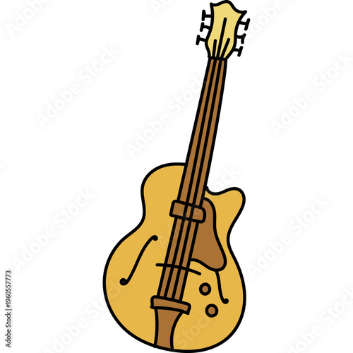 Cartoon Archtop Guitar Illustration