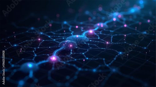 Abstract neural network background with glowing nodes AI data connection technology concept