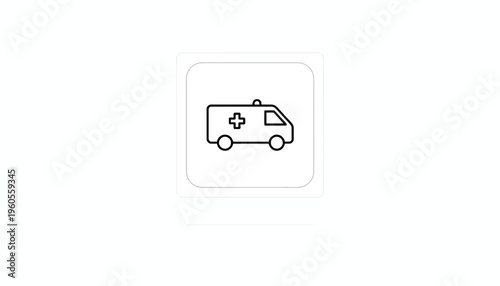 Ambulance Icon - Emergency Medical Vehicle Line Art Symbol