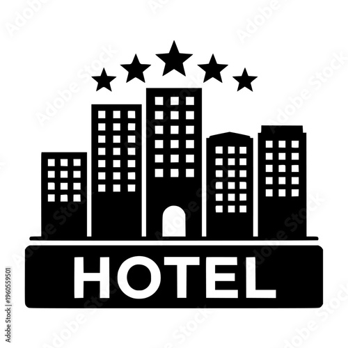 Five Star Hotel Cityscape Icon
