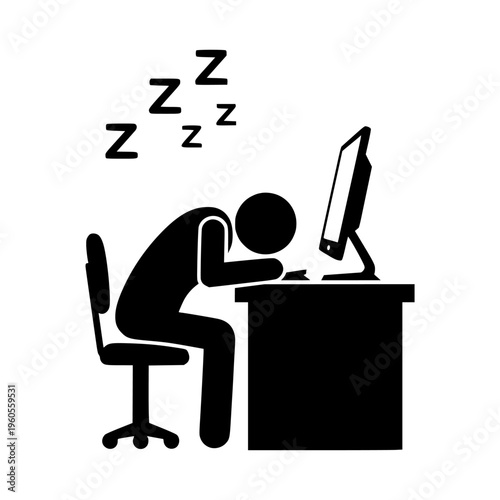 Tired Worker Sleeping at Desk Icon