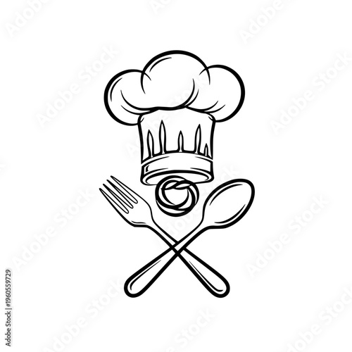 Chef Hat and Crossed Utensils Logo