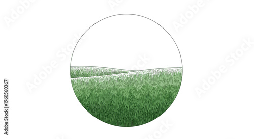 Green Grass Field in Circle.