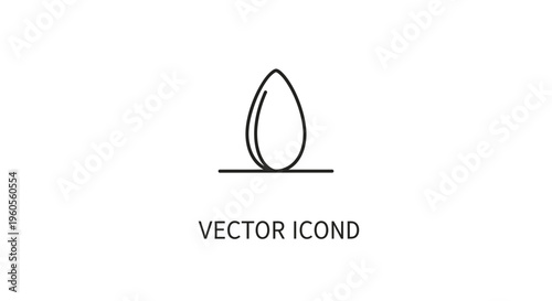 Almond icon, simple line art, healthy food symbol, vector illustration