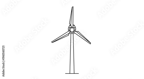 Simple Line Drawing of Wind Turbine.