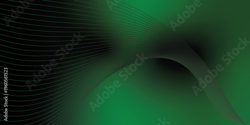 Luminous green and black gradient light waves rising smoothly from a deep shadowed base over a subtle grainy textured background with gentle glowing highlights, modern creative banner design.
