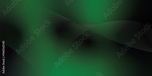 Luminous green and black gradient light waves rising smoothly from a deep shadowed base over a subtle grainy textured background with gentle glowing highlights, modern creative banner design.