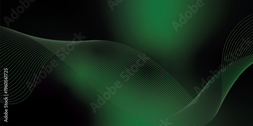 Luminous green and black gradient light waves rising smoothly from a deep shadowed base over a subtle grainy textured background with gentle glowing highlights, modern creative banner design.
