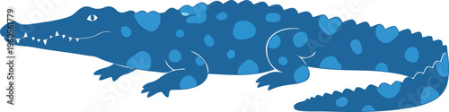 blue crocodile with spots