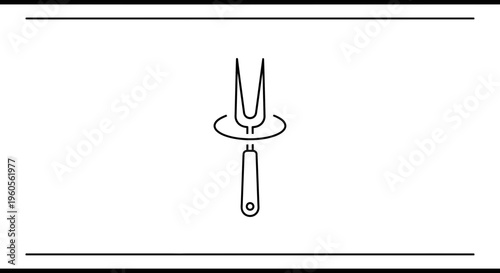 Minimalist rotating carving fork icon for culinary concepts and kitchen tool designs
