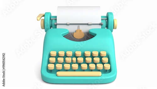 Minimal Cute 3D Typewriter Icon for Writing and Content Creation