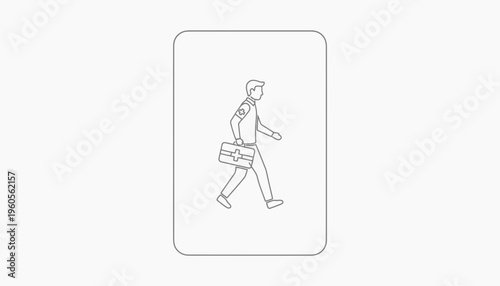 Dedicated emergency medical professional walking with essential first aid kit illustration
