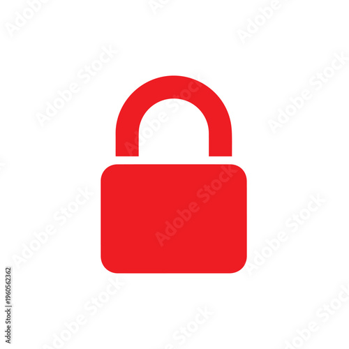 A bright red, simple padlock icon represents digital security and authorized access against a white background.