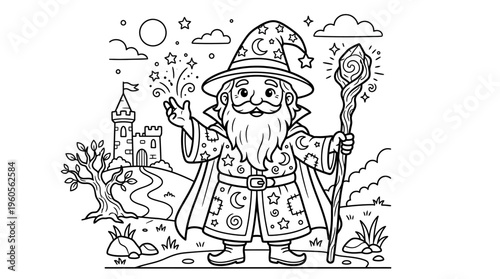 A wizard with a long beard.
