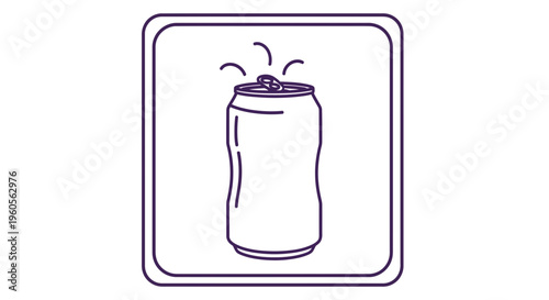 Clean line art graphic featuring an open sparkling drink can with delightful fizz indication
