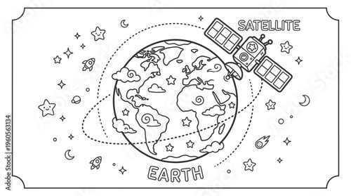 Satellite orbiting the Earth in space.