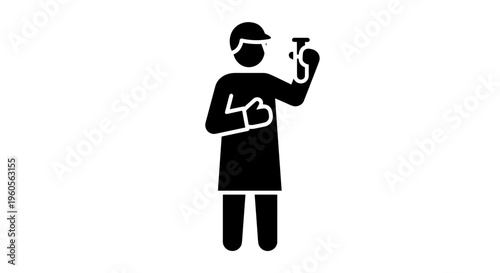 Female Doctor Wearing Mask and Holding Thermometer.