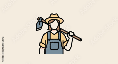 Farmer with Shovel Illustration.