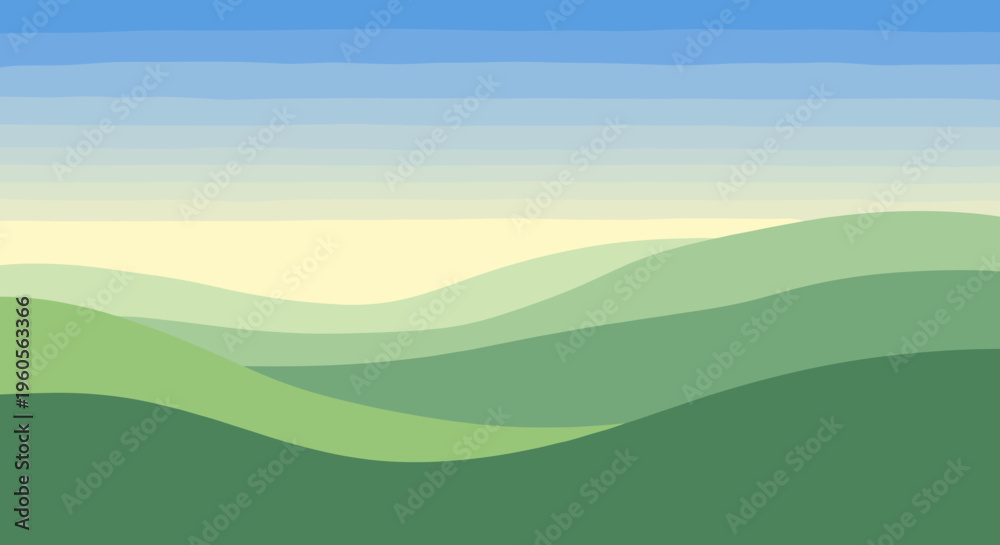 Obraz premium Green Hills Landscape with Blue Sky.