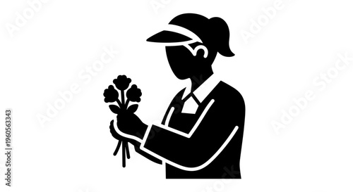 Gardener Holding Fresh Cut Flowers.