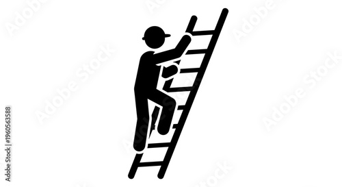 Man Climbing Ladder Silhouette.