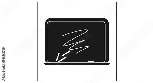 Minimalist school blackboard illustration featuring chalk drawing and a chalk piece at the bottom