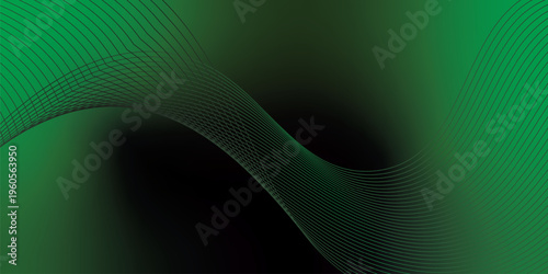 Luminous green and black gradient light waves rising smoothly from a deep shadowed base over a subtle grainy textured background with gentle glowing highlights, modern creative banner design.