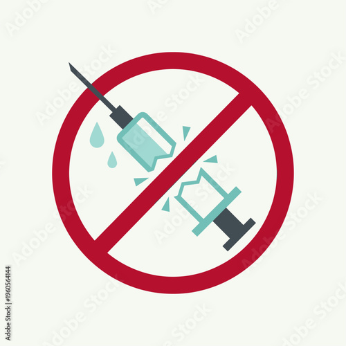 Stop Drug Addiction Concept With Broken Syringe Illustration