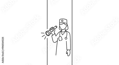 Dedicated medical professional utilizing a flashlight for examination and discovery in clean