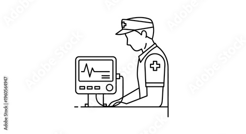 A dedicated healthcare professional diligently monitoring vital signs with advanced medical