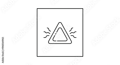 Dynamic outline illustration of a hazard warning triangle symbol with active alert waves