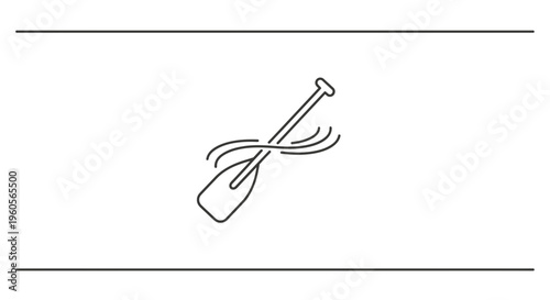 Minimalist outline icon of a paddle amidst flowing water, symbolizing aquatic activities and
