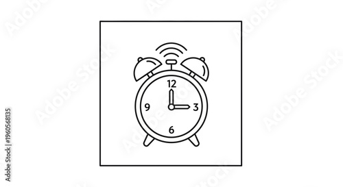 Classic line art alarm clock ringing indicating an important wake-up call or scheduled event