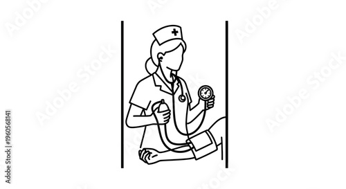Competent medical professional diligently checking patient's blood pressure, signifying