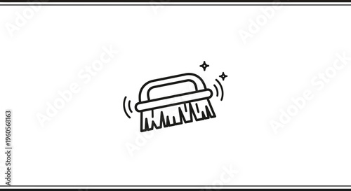 Minimalist scrubbing brush icon representing sparkling clean surfaces and effective hygiene