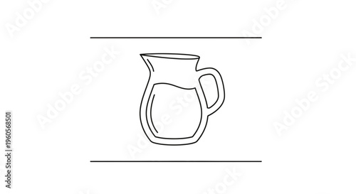 Minimalist one-line drawing of a liquid-filled pitcher, simple continuous outline art