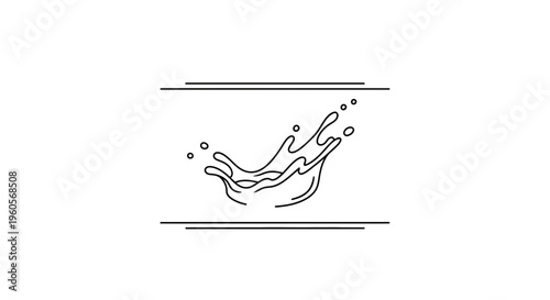 Dynamic monochrome liquid splash drawing clean fluid movement line art illustration with