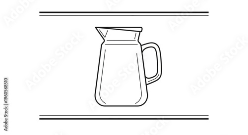 Simple monochrome vector drawing depicting a traditional pitcher with handle and spout for pouring