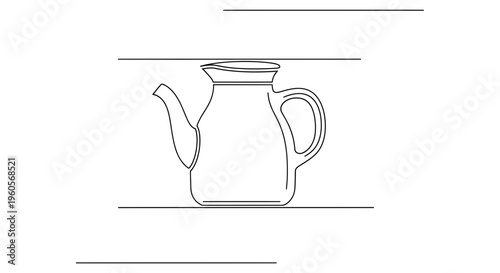Fluid single stroke rendering capturing the essence of a traditional kitchen kettle outline