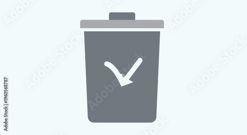 Gray Trash Can with Checkmark.