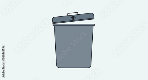 Gray Trash Can with Open Lid.