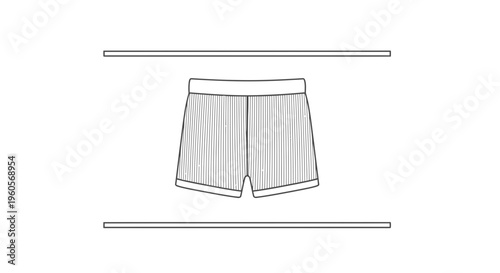 Minimalist vector outline illustration of striped boxer shorts garment for fashion template design