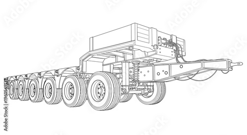 Heavy Duty Semi Truck Trailer Illustration.
