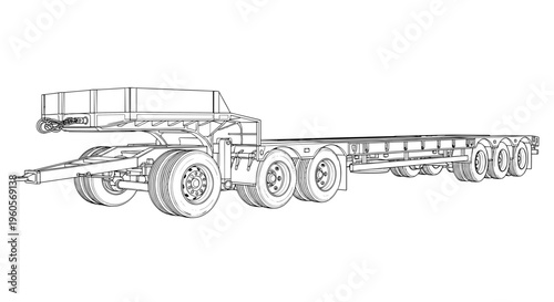 Heavy Duty Semi Trailer Truck Illustration.