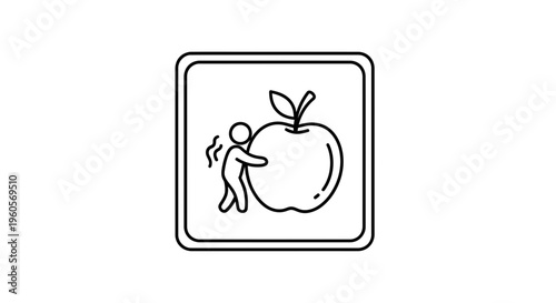 A stick figure enthusiastically embracing a vibrant, wholesome apple, representing a commitment to